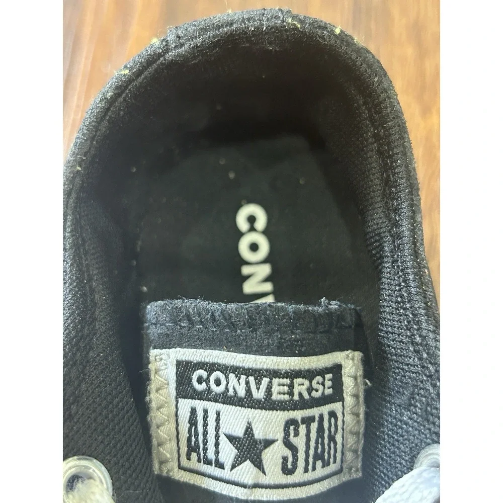 Converse All Stars Girls Size 1 Low Top Sneaker Black Canvas & Glitter B406